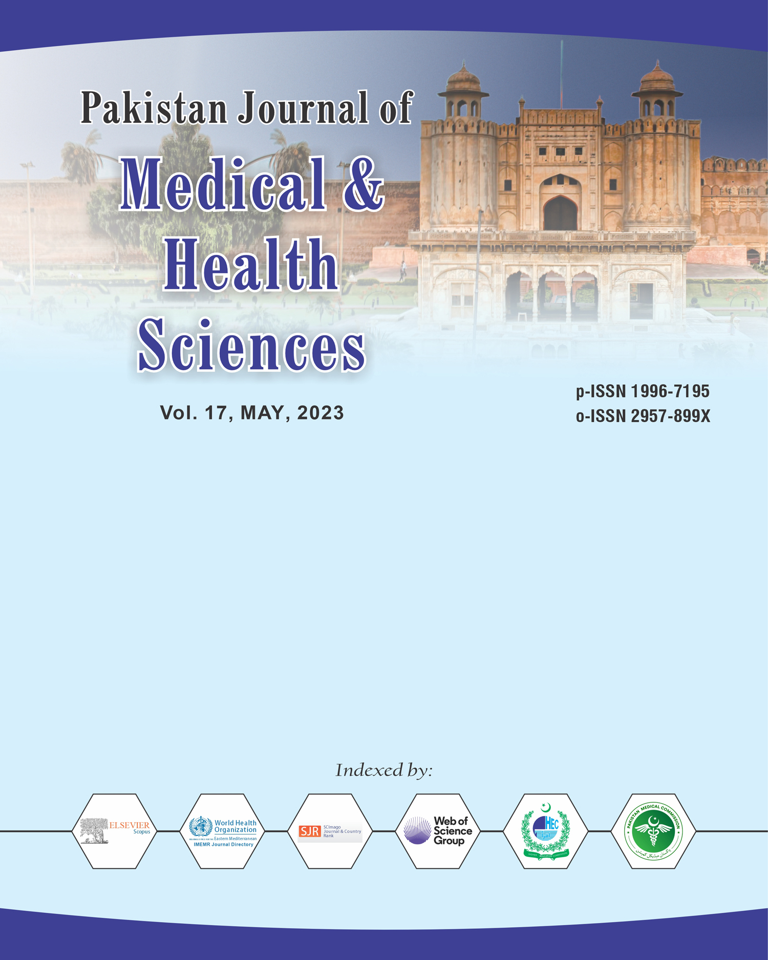 					View Vol. 17 No. 05 (2023): Pakistan Journal of Medical & Health Sciences
				