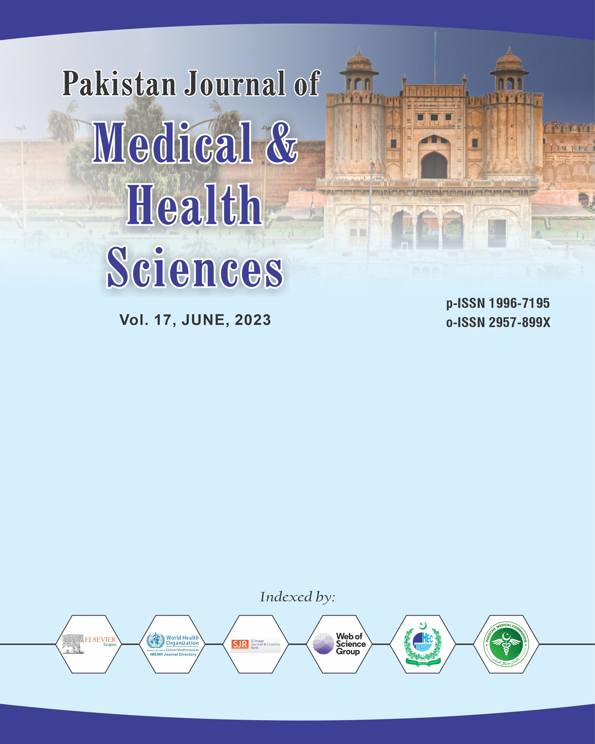 					View Vol. 17 No. 06 (2023): Pakistan Journal of Medical & Health Sciences
				