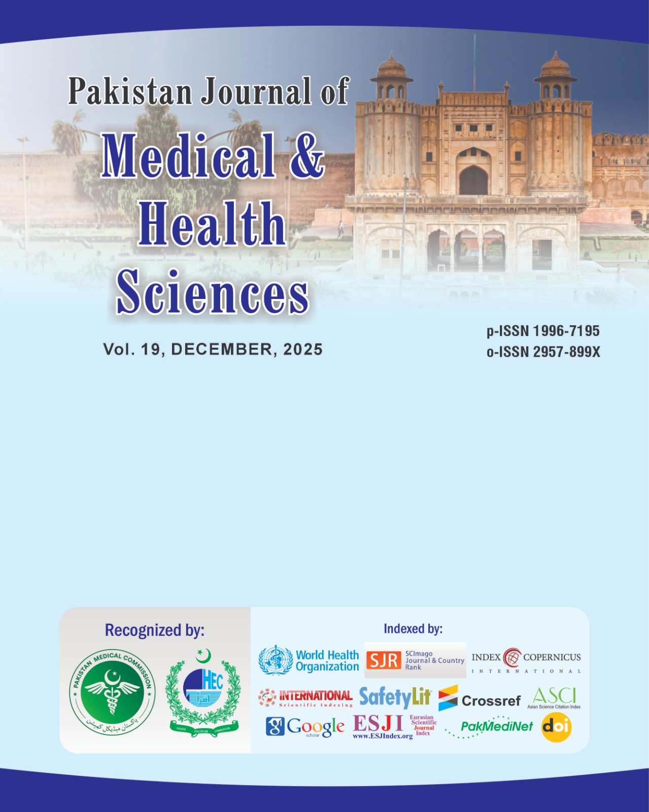 					View Vol. 19 No. 12 (2025): Pakistan Journal of Medical & Health Sciences
				