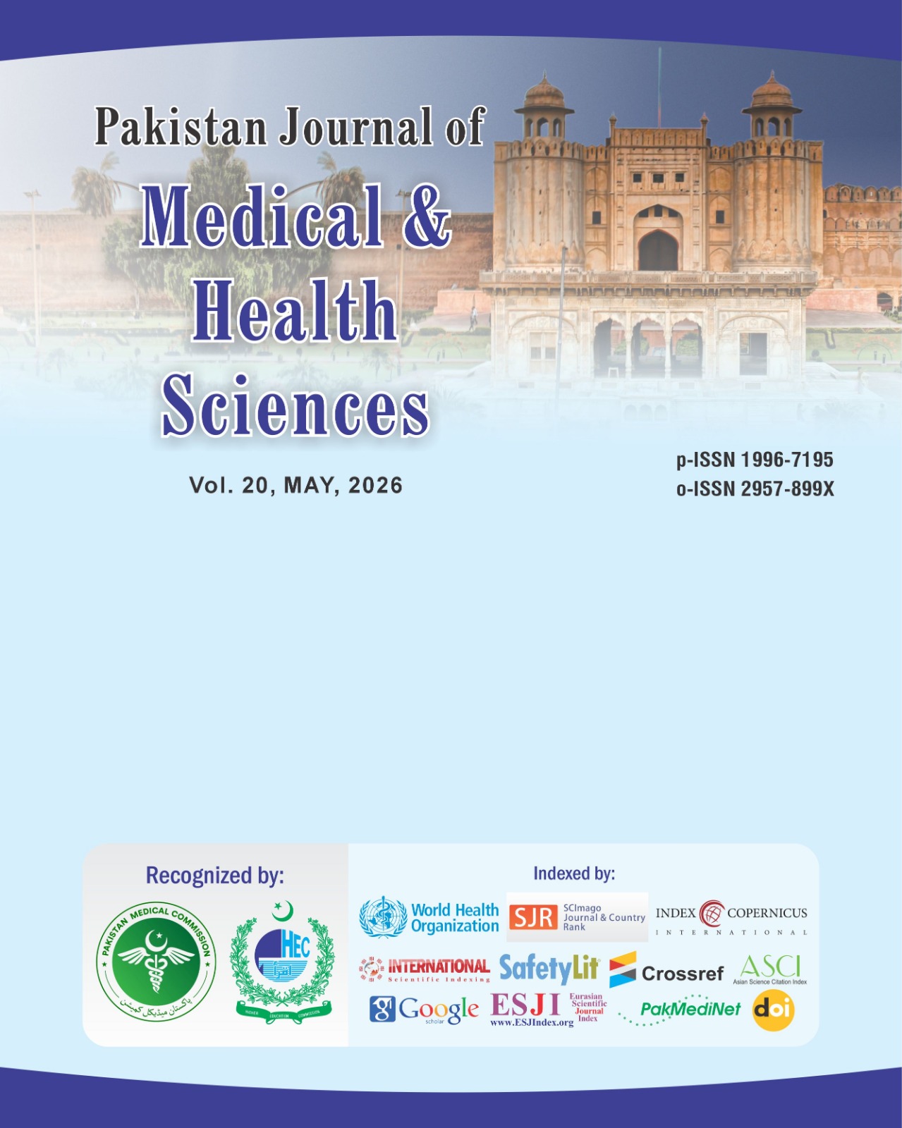 					View Vol. 20 No. 05 May (2026): Pakistan Journal of Medical & Health Sciences
				