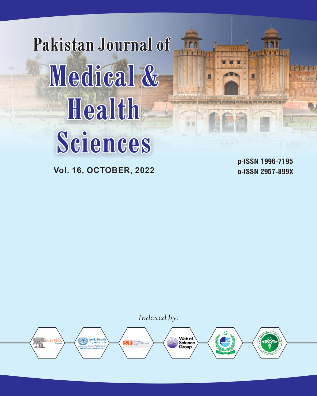 					View Vol. 16 No. 10 (2022): Pakistan Journal of Medical and Health Sciences
				